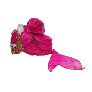 Safa/Turban traditionnel à imprimé floral de mariage ethnique, Dulha Groom Pagdi (rose) (taille: 22 à 22.5 pouces) - Product Image 2