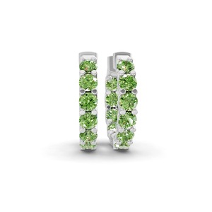 Boucles d'oreilles créoles Tidal Ocean Green en diamant de laboratoire rond, 1 carat total, clarté VS, 20 diamants, or massif 14K, fraîcheur matinale de bord de mer - Product Image 3