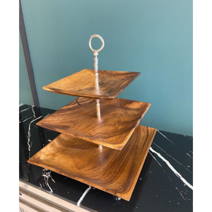 ที่วางเค้กทำจากไม้ธรรมชาติแบบทันสมัยแท่นวางเค้ก3ชั้นสำหรับงานเฉลิมฉลอง - Product Image 4