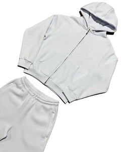 ชุดวอร์มมีซิปสำหรับผู้ชายชุด420gsm มีฮู้ดและกางเกงวอร์มผ้าคอตตอนสีพื้นออกแบบได้ตามต้องการ - Product Image 3