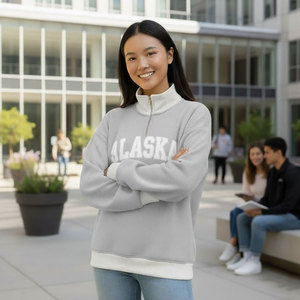 Nouveau Style Premium surdimensionné Chi Heorot col montant sans doublure décharge lavée écologique lâche hiver imprimé sweat-shirt femme - Product Image 1