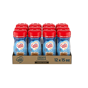 Crema para Café Coffee Mate de Nestlé, Vainilla Francesa, Crema en Polvo No Láctea, Envase de 15 oz (Paquete de 12) - Product Image 1