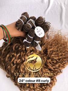 Exportation 100% indien vierge 24 "couleur #8 bouclés Machine d'extension de cheveux humains Double trame prix de gros sur noir pour les femmes vendeur - Product Image 5