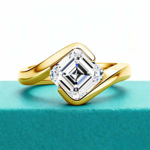 Bague de fiançailles et de mariage en argent sterling 925 avec moissanite taille Asscher de 2 carats, sertie en bypass, personnalisable pour femmes - Product Image 1