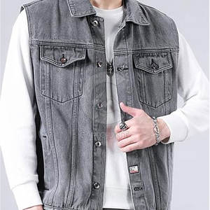 Personalizado Nuevo Diseño Hombres Jeans Chaleco Color Sólido Hombres Jeans Chaleco Streetwear Transpirable Hombres Jeans Chaleco - Product Image 4