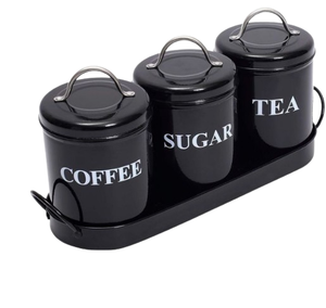 Handmade Sugar Canister Deep & Large Storage Canister Black Polished Metal Vegetable <b>Container</b> <b>Box</b> Home Kitchen Use - Product Image 1