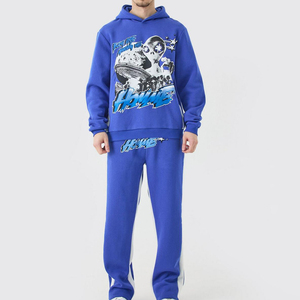 Ensembles de Hoodies pour Hommes Pull Surdimensionné Uni Polaire Vierge Tech Polaire Vintage Bleu Couleur Survêtement Hommes pour Hommes Personnalisé - Product Image 1