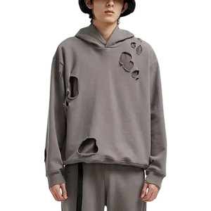 เสื้อฮู้ดดี้ผู้ชายดีไซน์ใหม่สุดฮิต คุณภาพพรีเมียม สไตล์ดิสเทรส ทรงหลวม ไหล่ตก ผ้าฟลีซระบายอากาศ แฟชั่น ราคาประหยัด - Product Image 1