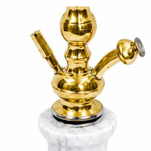 Marble Fluted Brown Luxury Tall <b>Hookah</b> Premium Full Set with Brass Smoking <b>Pipe</b> - Product Image 4