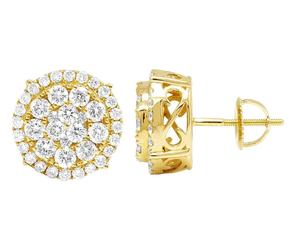 ต่างหูเพชรเม็ดเดี่ยวแบบคลาสสิกชุบทองพร้อมเม็ดเพชรมอยซาไนต์กลมหรูหราสำหรับงานแต่งงานและของขวัญสำหรับผู้หญิง - Product Image 3