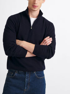 Suéter de Cuello Redondo con Cierre de Cremallera Delgada para Hombre, 100% Algodón Transpirable de Alta Calidad para Invierno, Estilo Casual - Product Image 2