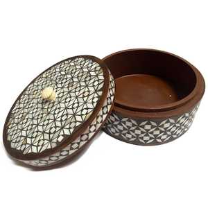 กล่องเก็บเครื่องประดับทรงกลมทำจากไม้หรูหราปรับแต่งได้เป็นมิตรต่อสิ่งแวดล้อมทำด้วยมือ - Product Image 2