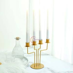 Candélabre en laiton au design admirable Pot à bougie de décoration de maison minimaliste classique Lot de 2 pots à bougie en métal doré unique Lightning - Product Image 6