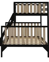 Modernes Massivholz-Etagenbett Klappbares Sofabett mit Stauraum in Schwarz und Eichenoptik für Schlafzimmer