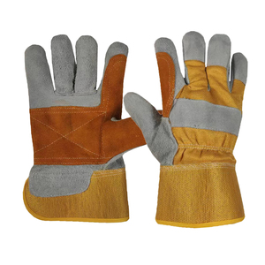 Guantes de trabajo de cuero de vaca delanteros cowsplit traseros duraderos de alta resistencia guantes de conductor para jardinería y conducción guantes de mano de seguridad - Product Image 3