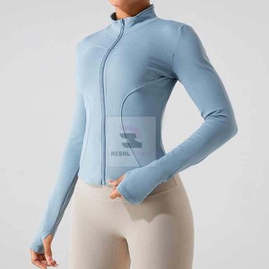 Vente en gros Vestes de fitness pour femmes Veste à manches longues avec fermeture éclair pour femmes - Product Image 6