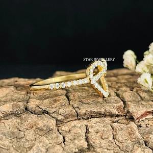 14K แหวนเพชรรูปหัวใจสีทองธรรมชาติทรงอินฟินิตี้ - Product Image 4