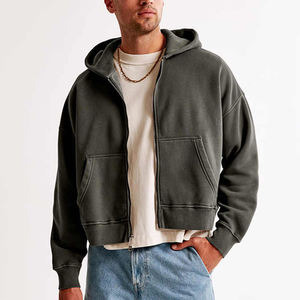 Offre Spéciale personnaliser Logo acide lavé solide conception sweats à capuche pour hommes meilleure vente tissu à séchage rapide haute rue Style hommes sweats à capuche - Product Image 4