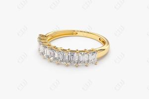 Haute qualité 10K or blanc taille émeraude diamant naturel alliance bague à griffes partagée pour les femmes - Product Image 6