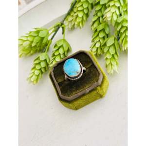 Eli Skeets Blue Ridge Turquoise Rose Gold Plated Sterling Silver <b>Adjustable</b> <b>Ring</b> Bezel Invisible Setting One Size Fits All Gift - Product Image 4