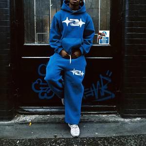 Sudadera con capucha de dos piezas de invierno con estampado de logotipo personalizado, conjuntos para correr, sudadera con parche bordado de alta calidad, chándales para hombre - Product Image 4