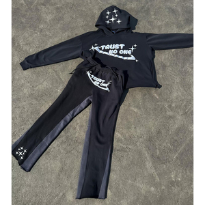 Ensemble de survêtement imprimé gris pour hommes, sweat à capuche et pantalon de jogging, tenue deux pièces, streetwear, vêtements de sport décontractés à la mode, vêtements en gros - Product Image 2