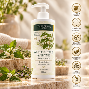 Champú de Ortiga Blanca y Tomillo de Marca Privada 450ml |   Cuidado Capilar Anticaspa |   Fabricante OEM España - Product Image 1