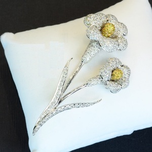 Solid 925 Sterling <b>Silver</b> Plated Flower Shape Diamond Fully Iced Out Moissanite Diamond <b>Brooch</b> for Women's Fashion Jewelry - Product Image 5