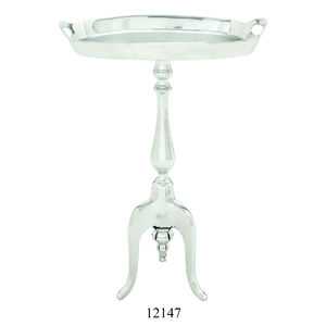 Mesa de bandeja redonda tradicional Mesa decorativa de sala de estar de aluminio pulido liso Mesa de bandeja de metal a un precio razonable - Product Image 4