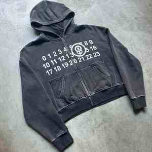 OEM Custom 100 French Terry Stone Washed Distressed <b>Vintage</b> Faded Pullover Hoodies Screen Print Double Zipper <b>Zip</b> <b>up</b> <b>Hoodie</b> - Product Image 2