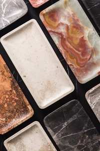 OUTIL MEILLEUR PLATEAU EN RÉSINE MODERNE FAIT À LA MAIN Plateau élégant arrondi jetable écologique pour le service et le style de la maison - Product Image 6