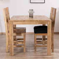 Table de salle à manger pliante en bois de manguier massif, finition naturelle, design industriel robuste et durable, 4 pieds en bois, pour usage domestique, bar ou hôtel