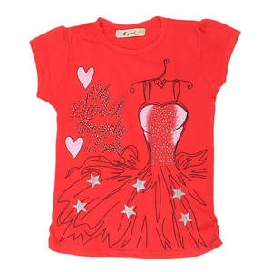 Camiseta elegante de media manga para niñas - Roja - Product Image 1