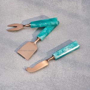 Ensembles de fromage en métal argenté de vente chaude avec poignée en marbre blanc pour les ensembles d'épandeur de beurre de couteau à fromage de Table de petit déjeuner - Product Image 3