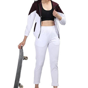 ชุดวอร์มผ้าใบของผู้หญิงคอตั้งดีไซน์ใหม่สไตล์ลำลองลายพื้นสำหรับฤดูหนาว - Product Image 4