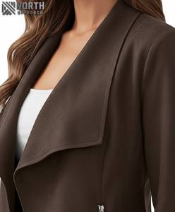 Women's Goat Suede Jacket 2025 Fall Long Sleeve Zipper Lapel Cropped <b>Coat</b> With Pockets Custom Leather Jacket Ladies - Product Image 5