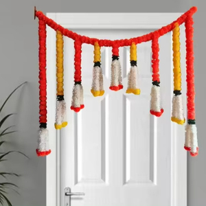 พวงมาลัยดอกดาวเรืองประดิษฐ์ Toran สีสันสดใสพวงมาลัยงานแต่งงานแบบอินเดียพวงดอกไม้จัสมินพวงเทศกาลอินเดีย Bandarwar Boho - Product Image 1