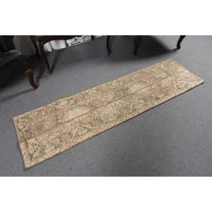 Alfombra Vintage de 1.7x6.4 pies, Alfombra Turca, Alfombra de Lana Marrón Abstracta - Product Image 3