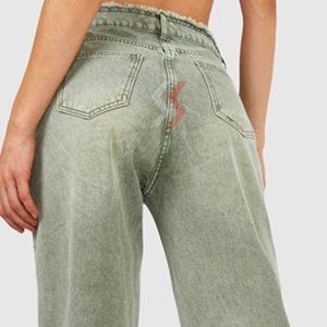 Pantalones vaqueros de algodón de verano de cintura alta para mujer, estilo informal para mujer, bolsillo impreso personalizado, mejor precio, pantalones de alta moda OEM - Product Image 6