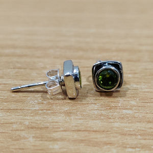 14k Gold Bezel <b>Set</b> Peridot <b>Stud</b> <b>Earrings</b> with Diamond 1.6 Grams Rose Gold Plated Trendy Drop <b>Earrings</b> Design - Product Image 1