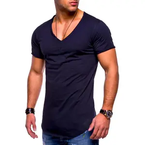 신상품 깊은 V 넥 반소매 남성 T 셔츠 슬림핏 티셔츠 남성용 캐주얼 여름 티셔츠