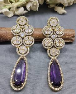 ต่างหูห้อยรูปดอกไม้ที่ทันสมัยเครื่องประดับอินเทรนด์พร้อมเพทายสำหรับงานปาร์ตี้ SKU AE aa062 Bi C2 - Product Image 1