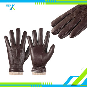 Gants d'hiver pour hommes en cuir véritable avec écran tactile, doublure chaude en cachemire, écologiques, personnalisables, rayés, tendance pour le temps froid - Product Image 4