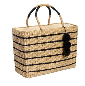 Простая Очаровательная мягкая сумочка ручной работы из водорослей с полосатым узором для пляжных летних путешествий для женщин
