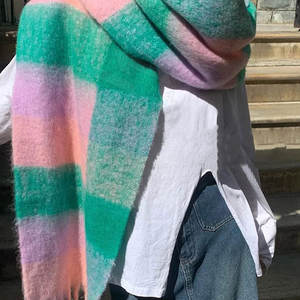 Bufanda larga gruesa de invierno de colores del arco iris al por mayor para mujer, bufanda de Mohair de Cachemira con borlas tejidas, bufandas, chal - Product Image 4