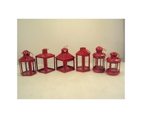 Linterna roja Linterna de metal para decoraciones del hogar - Product Image 2