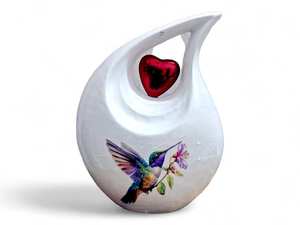 Urna de lágrima de perla blanca con corazón rojo brillante para cenizas humanas Memorial lágrima personalizada para cenizas sostiene hasta 200lbs - Product Image 5