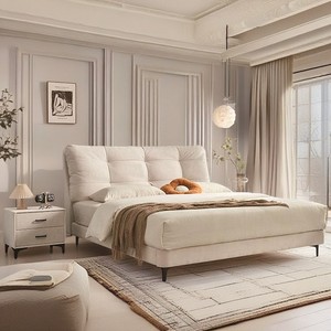 Ensemble de meubles de chambre à coucher modernes, lit King de luxe tapissé dans un cadre en bois cuir - Product Image 1