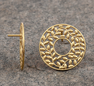 Pendientes de Plata de Ley 925 con Baño de Oro, Diseño de Hoja Tallada, Lindos Aretes para Fiesta y Regalo - Product Image 6