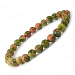 Pulsera de Cristal Unakita, Piedra Preciosa Natural Curativa para el Equilibrio y la Sanación Emocional - Product Image 1